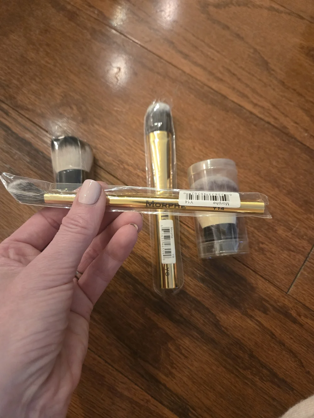 3 Morphe Black & Gold Makeup Brush Set And Kabuki Brush